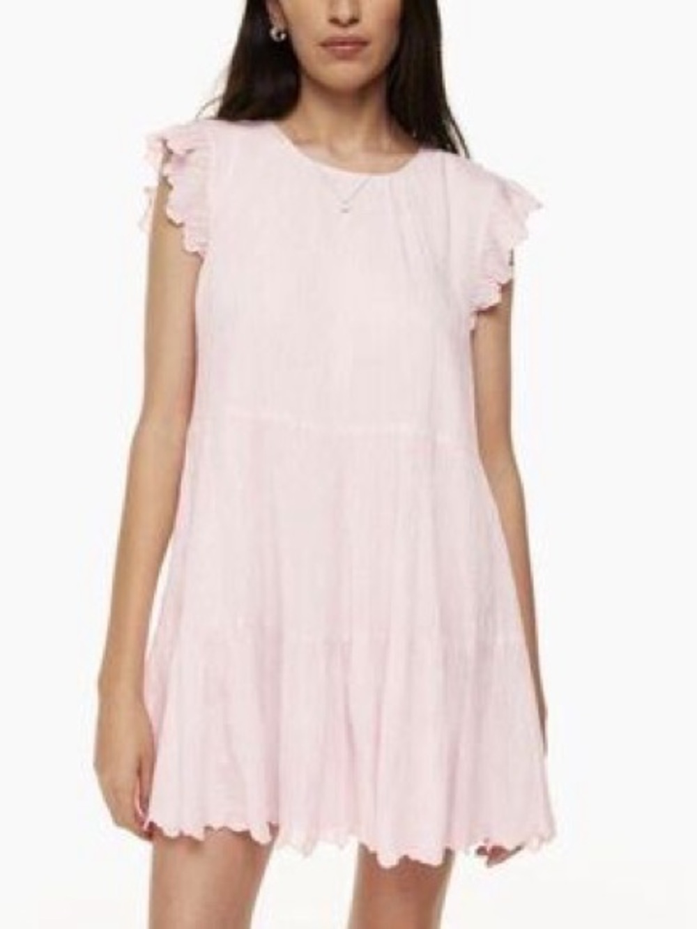 Wilfred Soft Pink Ruffle Sleeve Tiered Dress